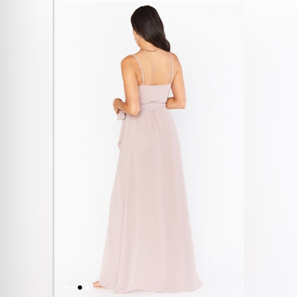 Show Me Your MuMu - Liz Maxi Dress Soft Beige Chiffon Mock Wrap Dress Sm… - Picture 2 of 10